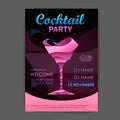 Disco cocktail party poster. 3D cocktail design. Royalty Free Stock Photo