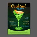 Disco cocktail party poster. 3D cocktail