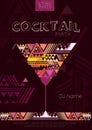 Disco cocktail poster with triangle background Royalty Free Stock Photo