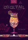 Disco cocktail poster with triangle background Royalty Free Stock Photo