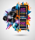 Disco Dance Art Design Poster with Abstract shapes and drops of colors Royalty Free Stock Photo