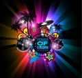 Disco Dance Art Design Poster with Abstract shapes and drops of colors Royalty Free Stock Photo