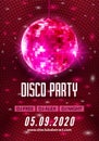 Disco dance party background flyer poster. Vector party template design. Light disco ball music Royalty Free Stock Photo