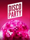 Disco dance party background flyer poster. Vector party template design. Light disco ball music Royalty Free Stock Photo