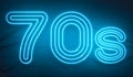 Disco dance 70s neon sign lights logo text glowing color blue