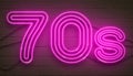 Disco dance 70s neon sign lights logo text glowing color purple