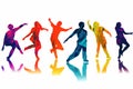 Disco dancing kid silhouettes colourful fun design group joy party shadow people young Royalty Free Stock Photo