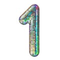 Disco font, number 1 from glitter mirror facets. 3D rendering