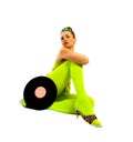 Disco girl with vinyl Royalty Free Stock Photo