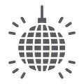 Disco glyph icon, decor and celebration, party ball sign, vector graphics, a solid pattern on a white background. Royalty Free Stock Photo