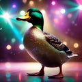 A disco-loving duck in a glittering disco outfit, grooving on the dance floor2 Royalty Free Stock Photo