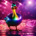 A disco-loving duck in a glittering disco outfit, grooving on the dance floor4 Royalty Free Stock Photo