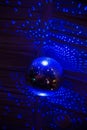 Disco mirror ball in blue light, party Royalty Free Stock Photo