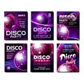 Disco music party poster background set Royalty Free Stock Photo