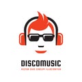 Disco music - vector logo template concept illustration in flat style design. Audio mp3 sign. Modern sound icon. Dj symbol.