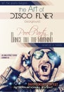 Disco Night Club Flyer layout with Disck Jockey shape and music Royalty Free Stock Photo