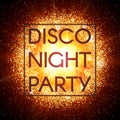 Disco night party banner on explosion background. Royalty Free Stock Photo