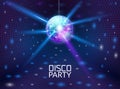 Disco party background. Music dance vector design for advertise. Disco ball flyer or poster design promo Royalty Free Stock Photo