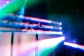 Disco party colourful spotlights and smoke at DJ station Royalty Free Stock Photo