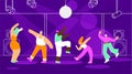 People Dancing in Night Club Flat Vector Concept Royalty Free Stock Photo