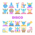 disco party fashion club icons set vector Royalty Free Stock Photo
