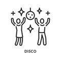Disco party flat line icon. Vector illustration youth entertainment