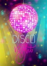 Disco party, night background, music dance, light decor, abstract glitter element, design, cartoon style vector Royalty Free Stock Photo