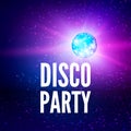 Disco party poster background. Night club disco ball backdrop. Vector illustration Royalty Free Stock Photo