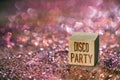 Disco party text with heart bokeh light Royalty Free Stock Photo