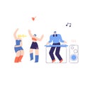 Disco People DJ Fest Flat Vector Illustration