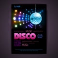 Disco poster neon background