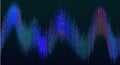 Disco rainbow colored music sound waves for equalizer or waveform design, vector illustration of musical pulse.