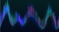 Disco rainbow colored music sound waves for equalizer or waveform design, vector illustration of musical pulse