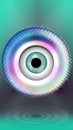 disco 80s psychedelic green iridescent eye eyeball spiral mythical spirit love spiritual focus sight mind groovy illustration