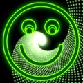 Disco smile light smily icon in neon green