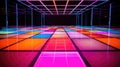 Disco style dance floor in an indoor dance hall. Colorful night club floor. Royalty Free Stock Photo