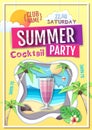 Disco summer cocktail party poster. Paper cut out art style design Royalty Free Stock Photo