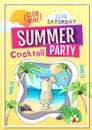 Disco summer cocktail party poster. Paper cut out art style design Royalty Free Stock Photo