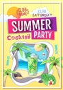 Disco summer cocktail party poster. Paper cut out art style design Royalty Free Stock Photo