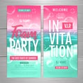 Disco summer foam party poster. Soap foam with soap rainbow bubbles. Invitation design.