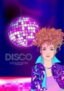Disco time Party design template with fashion girl Royalty Free Stock Photo