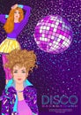 Disco time Party design template with fashion girl Royalty Free Stock Photo