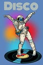 Disco. Woman astronaut dancing