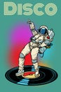 Disco. Woman astronaut dancing