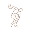 Discobolus of Myron Greek bronze sculpture Classical period doodle Royalty Free Stock Photo