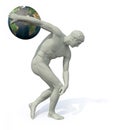 Discobolus with planet earth launching Royalty Free Stock Photo