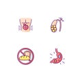 Discomfort in abdomen RGB color icons set