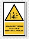 Disconnect Mains Plug From Electrical Outlet Symbol Sign Isolate On White Background,Vector Illustration EPS.10