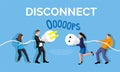 Disconnect plug concept. People holding cable. Royalty Free Stock Photo