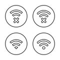 Disconnect wifi and connect icon vector on circle line. Wireless network sign symbol